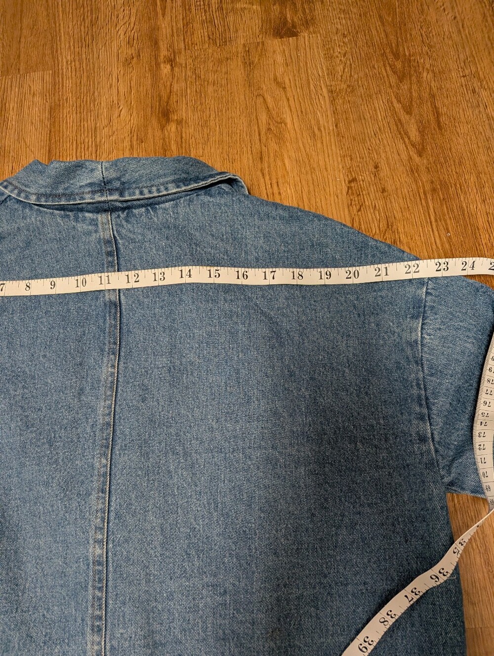 Promesa Size Small Oversized Denim Cardigan Jacket Open Front Blue Jean Utility - Picture 7 of 10